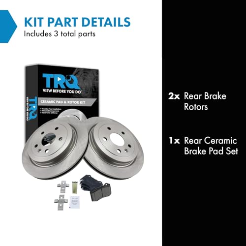 Image of TRQ Rear Brake Pad and Rotor Set Ceramic Compatible with 2009-2015 Cadillac CTS