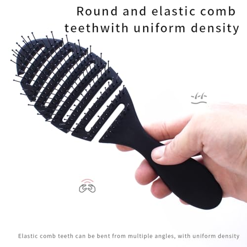 Image of Combelle Curved Vented Hair Brush, 21 cm, Black | Detangling Comb for Wet, Dry, Curly, Thick Hair | Faster Blow Drying, Anti-Frizz, Heat-Resistant for Women, Men & Kids (Black)