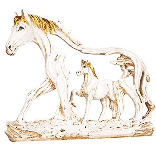 lefeindgdi Escultura de estatua de caballo de resina, ornamento artesanía, decoración moderna de oficina en casa, decoración de exhibición de caballo de pie para el hogar, atraer suerte y riqueza Cover