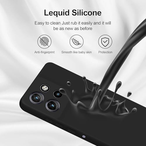 Image of DIZORO Microfiber Candy Case for Motorola Edge 50 Neo 5G Smooth Touch Cushion Liquid Soft Silicone Gel Rubber Phone Cases Non-Slip Full Body Protective Shockproof Back Cover -Black