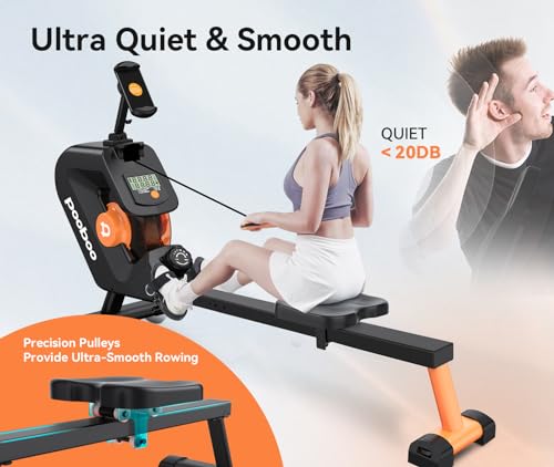 pooboo rowing machine, Max 350 LBS Magnetic Rower with LCD Monitor, Tablet Holder, Upgraded Rowing machines for home use - Image 6