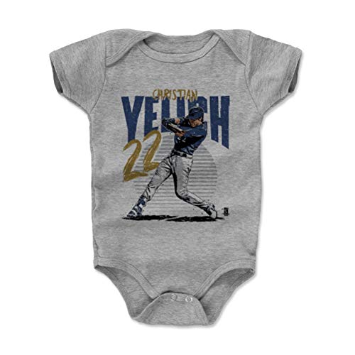 500 LEVEL Christian Yelich Milwaukee Baby Infant One Piece Bodysuit (12-18 Months, Heather Gray) - Christian Yelich Rise B