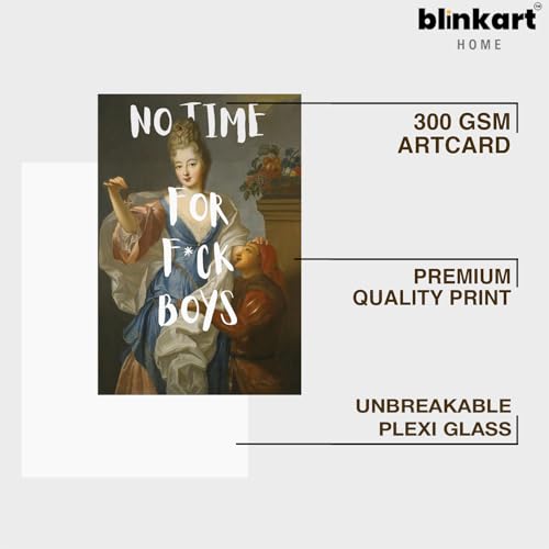 Image of BLINKART Framed Photo - No Time For Boys | Altered Art Theme | Motivational & Inspirational Wall Art Poster for Home, Bedroom, Living Room, Office, Hotel & Gifting - 12x8 Inch