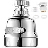 Kitchen Faucet Head Replacement, 360° Faucet Extender 3 Mode Adjustable Kitchen Faucet Spray Universal Aluminum Adapter Anti -Splash Kitchen Sink Accessories