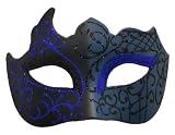 AZSMFS Mens Masquerade Mask Venetian Mask Greek Roman Mask Mardi Gras Mask (Black+Dark Blue), 7.1*4.3*3.1inch, 18*11*8cm