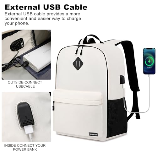 School Backpack for Teen Girls & College Women - 15.6 Inch Large Laptop Bookbag | High School College Computer Backpack, Beige3