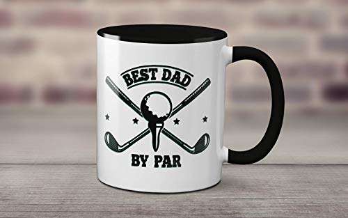 Beste Dad by Par Mok - Nieuwigheid Golf Wordplay Vaderdag Cadeau Idee Thee Koffie Nieuwigheid Heavy Duty Handvat Dino Coated Vaatwasser/Magnetron Veilige Sublimatie Keramiek (Zwart Handvat) - Afbeelding 3