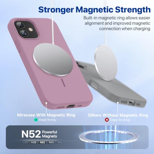 Image of Miracase Magnetic for iPhone 12 Case /iPhone 12 Pro Case, [Soft Anti-Scratch Microfiber Lining], Compatible with MagSafe,Liquid Silicone Shockproof Drop Protection Phone Case for 12 /12 Pro,Blackcurrant