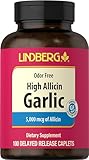 Lindberg Garlic Supplement Pills | 500mg | 100 Caplets | Odorless with High Allicin (5000mcg) | Allium Sativum Extract | Non-GMO, Gluten Free