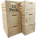 Wilson Large Wooden Pine Crate for Storage and Decoration at Home, Office, Kitchen, Bedroom, and Retail (12.5'x9.625'x17.875') (Set of 12)