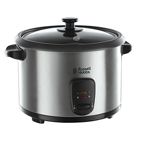 Russell Hobbs Cuiseur de Riz [Grande Capacité] Inox (1,8L, 10 portions, cuillère & Dosette incl., Arrêt & Maintien au Chaud Auto,Idéal aussi pour légumes/ poisson etc.,Bol antiadhésif) 19750-56