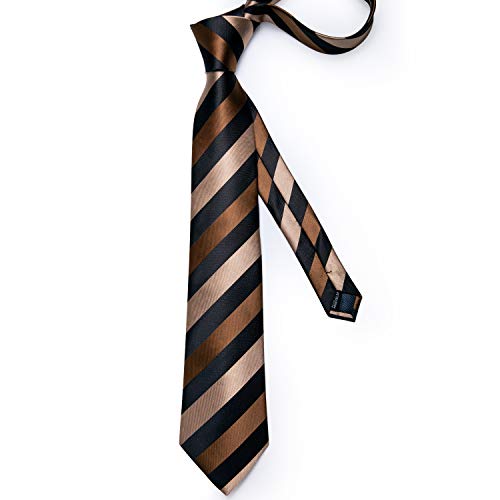 Image of DiBanGu Mens Striped Tie Silk Woven Necktie and Pocket Square Cufflinks Tie Clip Set Wedding Business Formal Gift Tie for Men