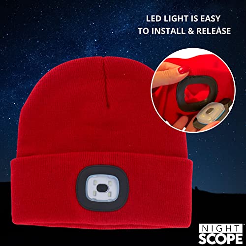 Image of Classic Rechargeable LED Warm Knit Beanie Head Light Hat Headlamp for Outdoor Activities