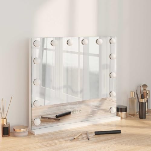 Lumanois Miroir de Coiffure LED Blanc 50 x 10 x 44 cm Verre et Acier Santé & beauté Blanc,42020526