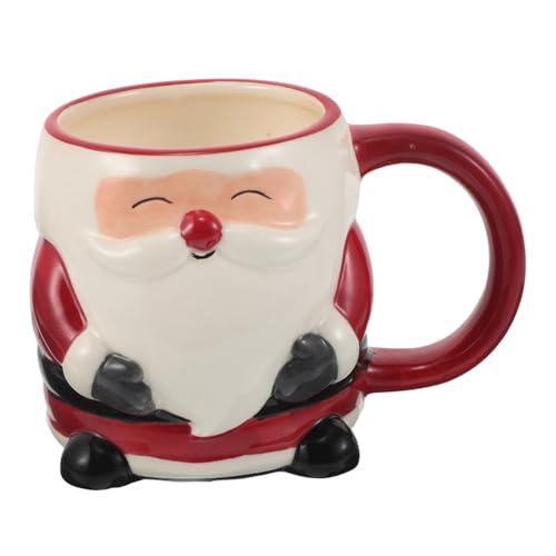 STOBAZA Taza de Cerámica Navideña con Diseño Pintado Mano de Santa Claus Resistente al Calor para Microondas y Lavavajillas para Café Té y Leche Regalo para Mujeres Hombres y Casa y