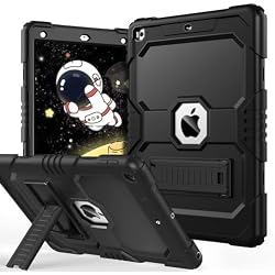 OKP Case for iPad 9th/ 8th/ 7th Generation 2021/2020/2019, Heavy Duty 10.2 inch iPad Shockproof Rugged Protective Cover with Built-in Stand, Hard iPad 9 8 7 Gen Cases for Kids Girls Boys, Black