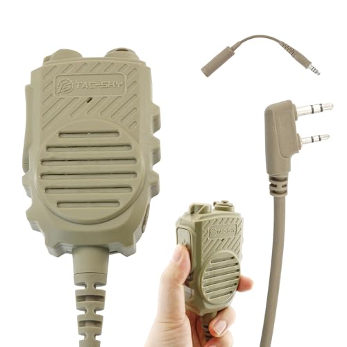 Tubeless 3.5mm Earpiece+PTT Hand Speaker Mic Kit (2Pin K Plug) Tan