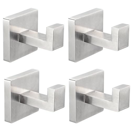 IBosins 4-Pack Towel Hooks Hand Towel Holder Bathroom Robe Hanger Silver