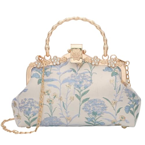 YeBon Retro Shoulder Chain Messenger Clutch Chinese Style Embroidered Jacquard Women's Evening Bags