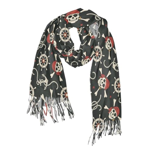 Women's Pirate Scarf Pashmina Feel Shawls Wraps Fall Winter Warm Large Scarves Fashion Tassel Long Scarf