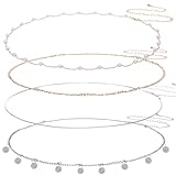 Kifmurase 4 Pcs Gold Waist Chains for Women, Dainty Gold Plated Layered Belly Chains, Dainty Boho Layered Beach Waist Chain Adjustable Sexy Bikini Belly Body Chain Jewelry Accessories for Women Gift
