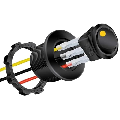 Interrupteur à bascule 20A 12V étanche avec LED jaune et 3 câbles pour câblage auto moto