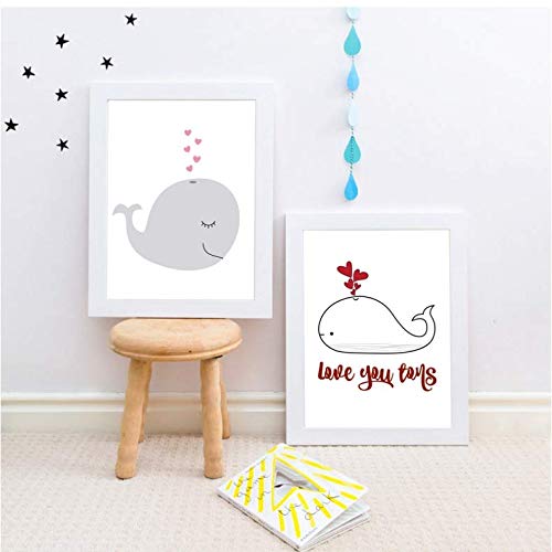 Affiche baleine dessin animé 50x70cm pour décoration murale de pépinière
