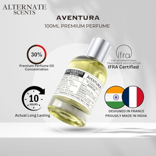 Image of Alternate Scents Aventura Long Lasting 100ml Perfume For Men |Strong& long Lasting with 30% Oil Concentration| Bold, Fruity-Smoked | Fragrance From France | Made In India|