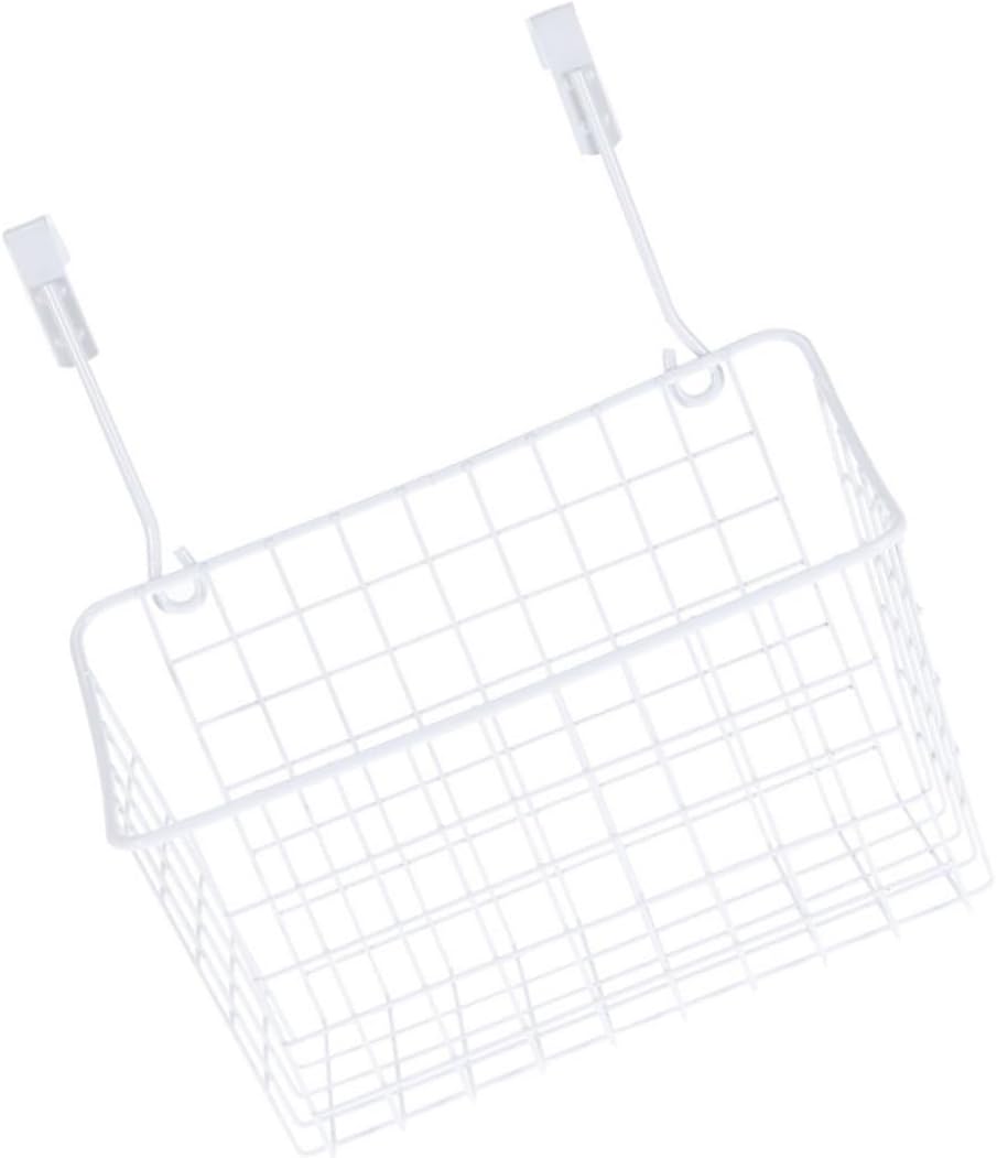 COLLBATH Cabinet Storage Basket Over Door Hanging Organizer Rack for Kitchen and Bathroom White Metal Storage Solution for Space Saving