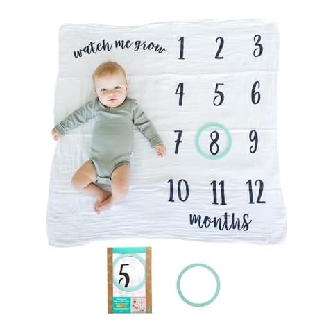 Kate & Milo Baby Monthly Milestone Blanket, Infant Milestone Markers, Newborn Photoshoot Photo Props, Baby Girl or Baby Boy Gift, Large Blanket Cover