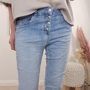 Karostar jeans met bloemen en ritssluiting (K8056 Karostar jeans met bloemen en ritssluiting (K8056
