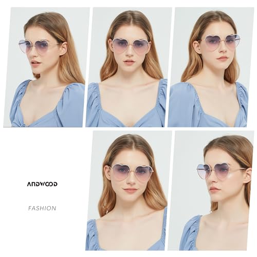 ANDWOOD Trendy Heart Shaped Sunglasses Womens Rhinestone Love Eye Sun glasses Metal Lovely Fashion Diamond Sunnies4