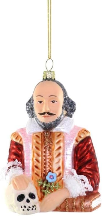 William Shakespeare English Playwright Writer Poet Glass Christmas Ornament