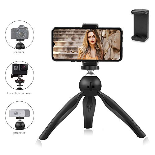 Uso de Trípode de Mini Teléfono Móvil Portátil para Cámara/Proyector/Gopro/Cámara Web/Dispositivo de Fotografía Estable de Rotación Ajustable de 360° para Vlogging/Transmisión en Vivo/Selfie.