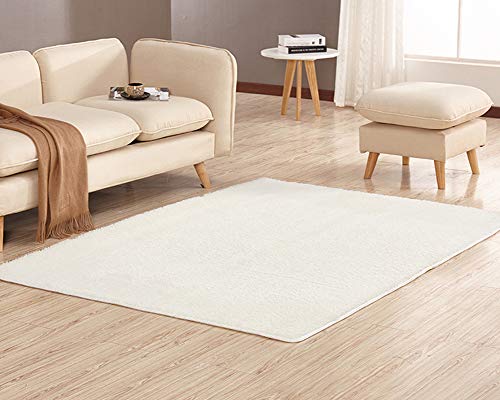 Alfombra Shaggy de Pelo Corto Sala de Estar Sofá o Dormitorio Antideslizante Alfombras Suaves Alfombra del Piso Beige 60 x 120cm