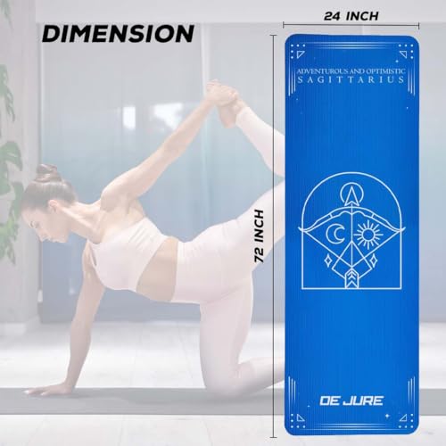 Image of De Jure Fitness Yoga Mat for Women and Men, 13mm Extra Thick Non-Slip NBR Exercise Mat for Yoga, Pilates, Gym & Floor Workouts - with Carry Strap - Sagittarius