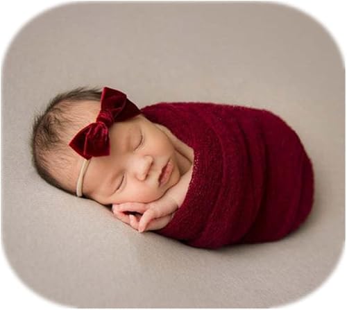 Miniatura 8 de Accesorios de fotografía para bebés recién nacidos, manta elástica de ondas largas para niños y niñas, sesión de fotos, Azul