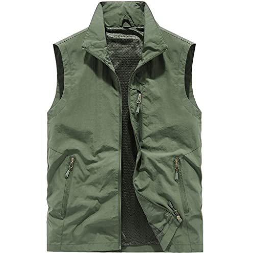 Chaleco de pesca al aire libre casual verde militar 2XL