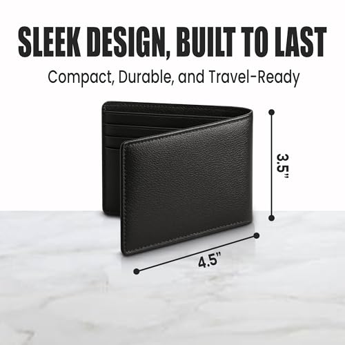 Yolo Jackets Mens Black Leather Wallet - Fathers Day Wallet Gift for Dad Husband Him Men - Bifold Real Stylish Leather Wallet For Men Western - Genuine Front Pocket Slim Wallet For Men2