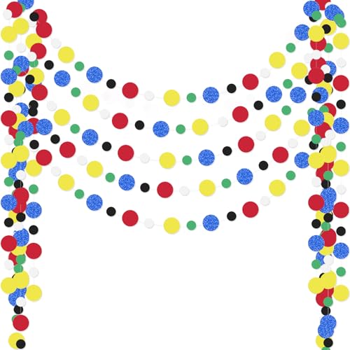 Image of Outus 5 Pieces Colorful Circle Garland Banner Hanging Paper Dot Decorations for Classroom, Birthday Party, Baby Shower, Wedding Backdrop & Photo Booth Graduation Decor(Classic Color)