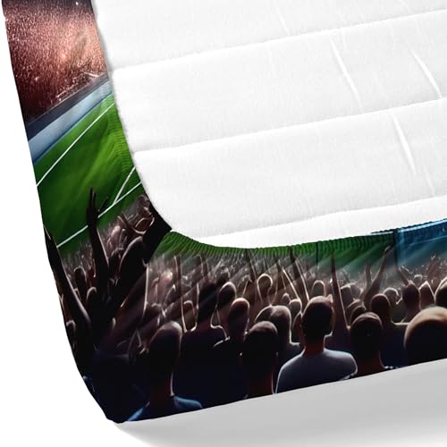 Image of Dream Weaverz 7D Bedsheet for Double Bed King Size with 2 Pillow Covers | Digital Printed & Fitted Elastic for Kids | Soft Glaze Cotton Feel | Fits Upto 12 Inch Mattress (Football Stadium)