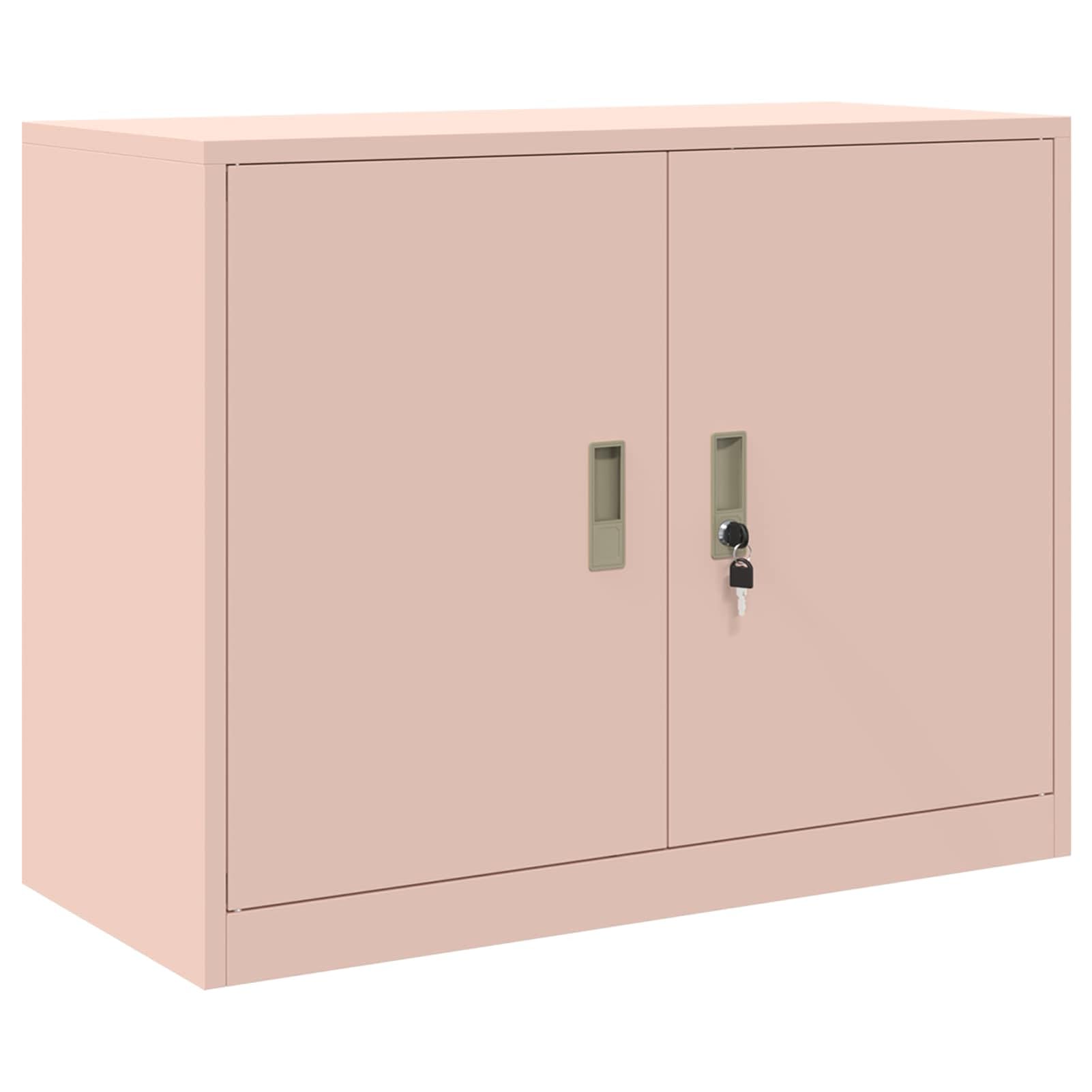 Gecheer Armadio Rosa, Mobile per archiviazione con Ante bloccabili, 90 x 40 x 70 cm, in Acciaio Verniciato a Polvere, per Ufficio
