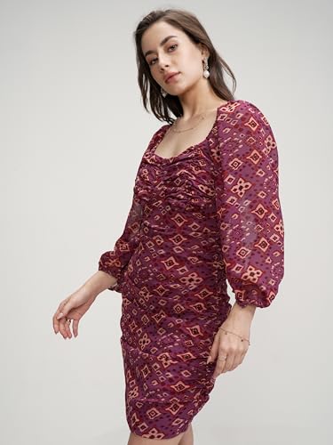 Image of Tokyo Talkies Women's Three-Quarter Sleeves Sweet Heart Neck Printed Dresses | Stylish Dresses | Casual Dresses