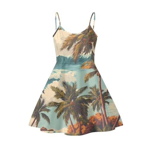 Image of Spaghetti Strap Midi Satin Dresses Summer Sleeveless Sundree Women Girl Beach Party Swing Dress