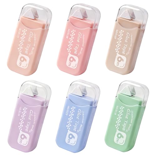 6 rodillos de cinta adhesiva, 6 m x 6 mm, cinta adhesiva de doble cara, dispensador de cinta adhesiva para manualidades, tarjetas, fotos, diario, álbumes de recortes