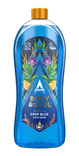 Astonish Body and Soul Bain nourrissant apaisant bleu profond avec un doux parfum rafraîchissant pour une relaxation ultime, 950 ml