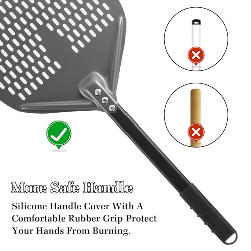 Joylongde Pizza Peel 14 Inch+7 Inch, Aluminum Metal Pizza Turning Peel, Professional Pizza Spatula Paddle for Homemade Pizza by Joylongde - Image 5