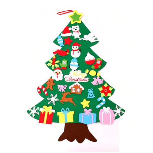 Feltro Albero Natale,Alto Albero Natale Feltro per Bambini, Fatto A Mano Per Bambini,Albero Artificiale,Regali di Natale La Decorazione Della Parete Del Portello,100 cm ((3))