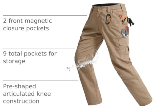 Image of Rapoo Men's Ripstop Cargo Pants Work Pants EDC with 9 Pockets Hiking Pants