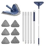 TRENNCHI Wall Cleaner Mop - 82" Long Handle with 360° Rotating Head & Microfiber Pads, Built-in Window Squeegee for Walls, Ceilings, Baseboards & Window Cleaning
